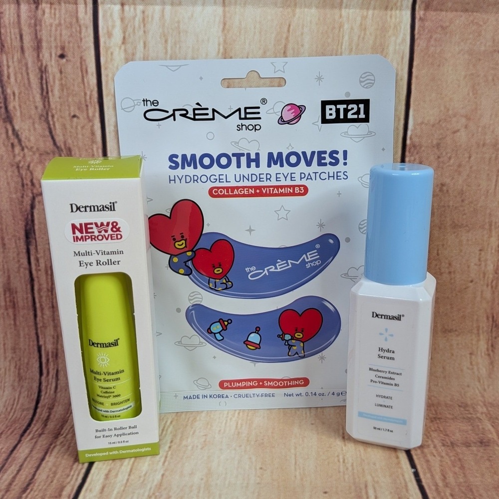 Dermasil Hydra Serum, Recovery Cream, The Creme Shop Eye Patches Skincare Lot